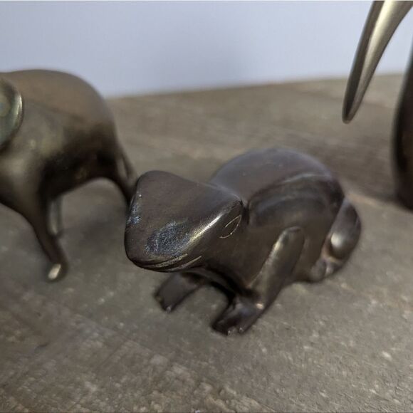 Vintage Brass animals elephant crane frog - Picture 3 of 8